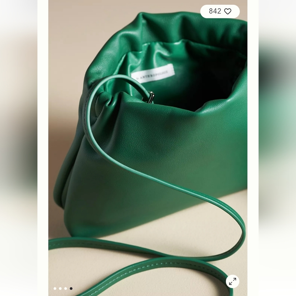 Anthropologie Cinched Faux-Leather Clutch & Crossbody in Kelly Green NWT - Picture 3 of 5